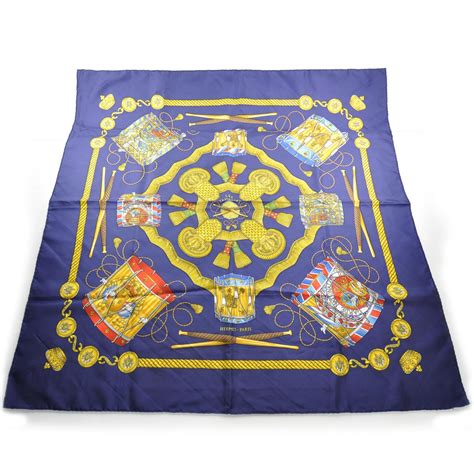 hermes les tambours|HERMES Silk Les Tambours Scarf 90 23138 .